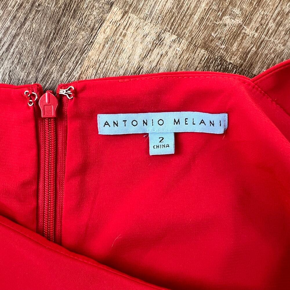 Antonio Melani Red Slip Dress Ruffle Detail Shift Dress - Picture 3 of 4